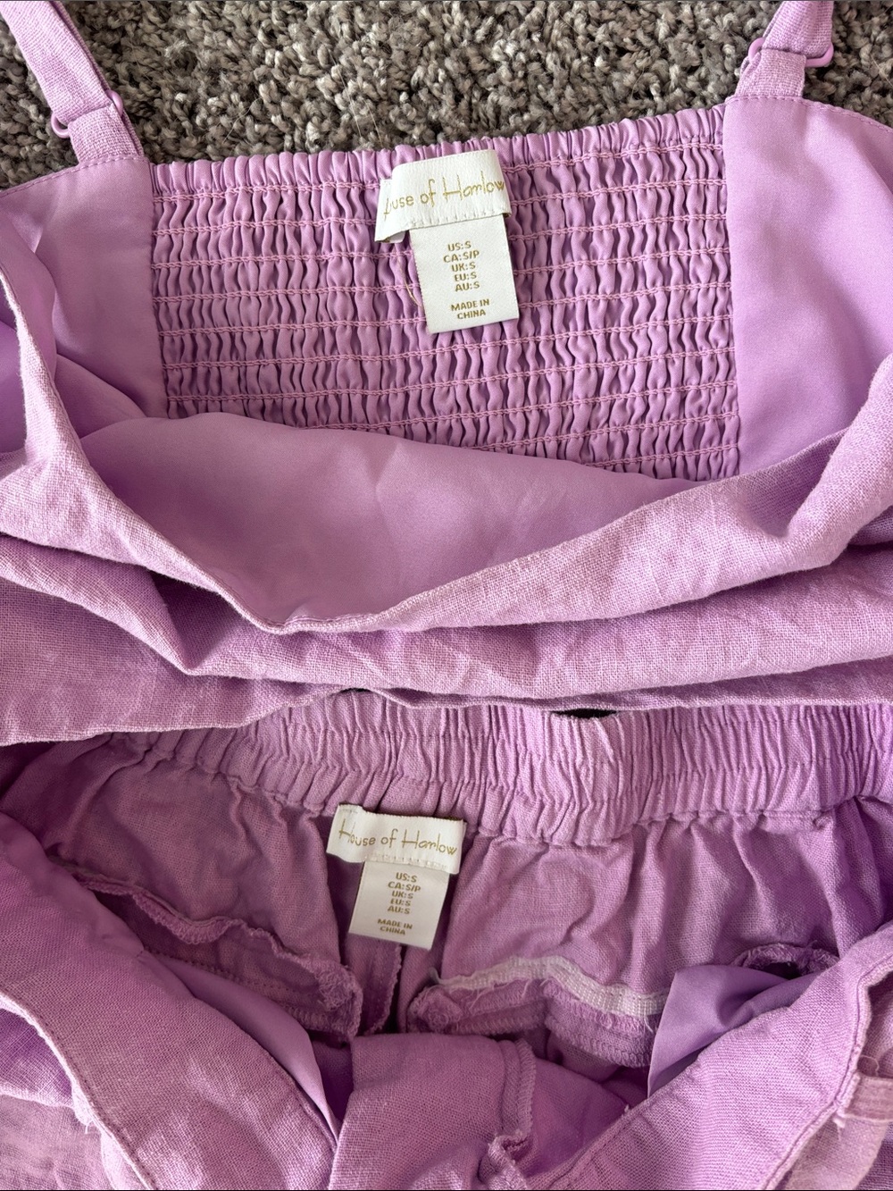 House of Harlow 1960 Linen Lilac Cropped Tank & Wide-Leg Tie-Waist Set - Picture 4 of 5